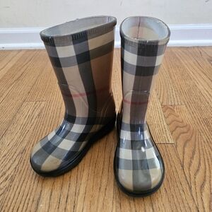 Burberry Kids Plaid Rain Boots Size 9-10T